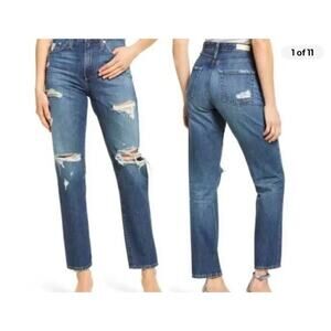 AG Womens Phoebe Vintage Distressed High-Waisted Cotton Tapered Leg Jean Size 31